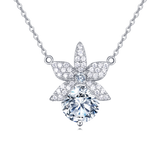 925 Sterling Silver Elegant Silver Flower Necklace With Moissanite Accent: Timeless Beauty For Any Occasion