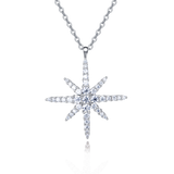 925 Sterling Silver Elegant Moissanite Starburst Pendant Necklace