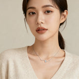 925 Sterling Silver Elegant Moissanite Necklace With Delicate Chain And Sparkling Accent