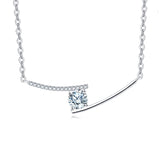925 Sterling Silver Elegant Moissanite Necklace With Delicate Chain And Sparkling Accent