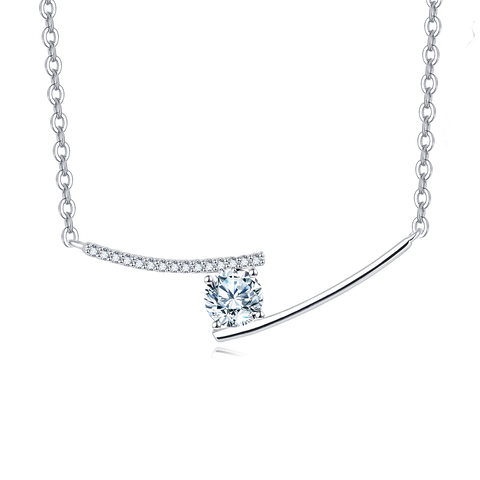 925 Sterling Silver Elegant Moissanite Necklace With Delicate Chain And Sparkling Accent