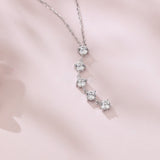 925 Sterling Silver Elegant Five-moissanite Vertical Pendant Necklace
