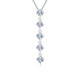 925 Sterling Silver Elegant Five-moissanite Vertical Pendant Necklace