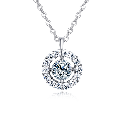 925 Sterling Silver Elegant Solitaire Moissanite Necklace In Plated with White Gold – Timeless Luxury Jewelry