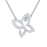 925 Sterling Silver Elegant Moissanite Butterfly Pendant Necklace