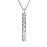925 Sterling Silver Vertical Moissanite Cascade Pendant Necklace In Sterling Silver