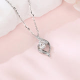 925 Sterling Silver Elegant Silver Blue Moissanite Wave Design Necklace With Sparkling Accents