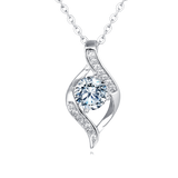 925 Sterling Silver Elegant Silver Blue Moissanite Wave Design Necklace With Sparkling Accents