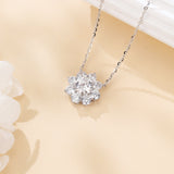 925 Sterling Silver Elegant Moissanite Floral Pendant Necklace