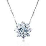 925 Sterling Silver Elegant Moissanite Floral Pendant Necklace