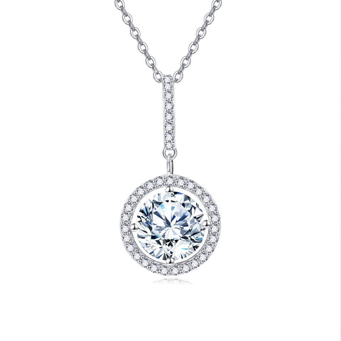 925 Sterling Silver Elegant Solitaire Moissanite Necklace In Plated with White Gold – Timeless Luxury Jewelry