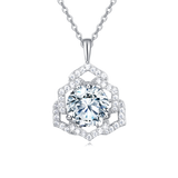 925 Sterling Silver Elegant Moissanite Pendant Necklace: Timeless Luxury In Floral Design