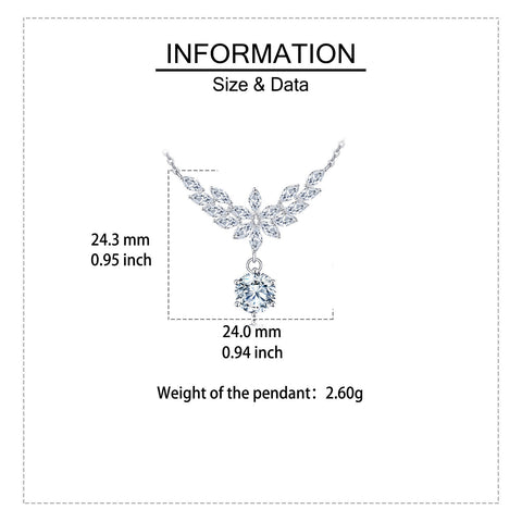 925 Sterling Silver Elegant Floral Moissanite Necklace With Marquise-cut Petals And Round Pendant Drop