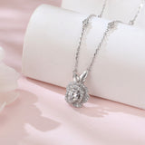 925 Sterling Silver Moissanite Rose Flower Pendant Necklace