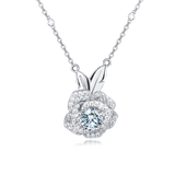 925 Sterling Silver Moissanite Rose Flower Pendant Necklace