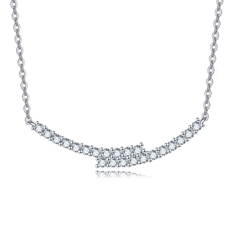 925 Sterling Silver Elegant Moissanite Necklace With Silver Chain And Sparkling Gems