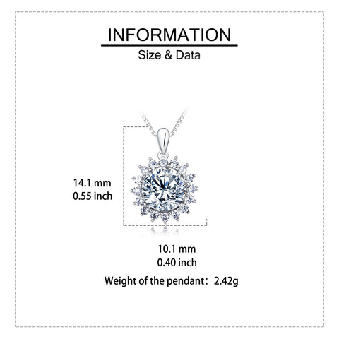 925 Sterling Silver Elegant Moissanite Necklace With Floral Halo Design - Timeless Elegance For Any Occasion