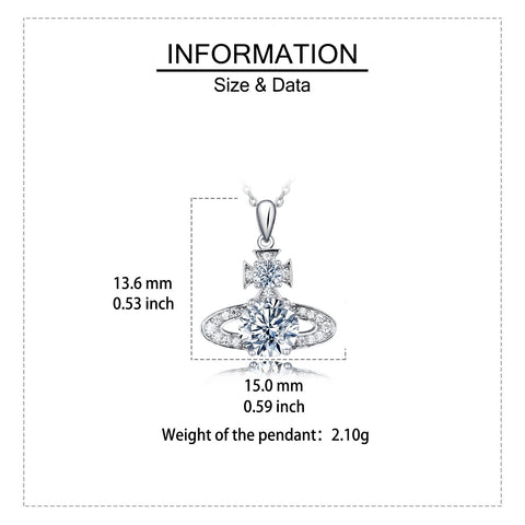 925 Sterling Silver Elegant Moissanite Cross Pendant With Plated with White Gold Necklace