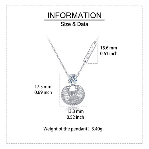 925 Sterling Silver Elegant Moissanite-encrusted Silver Pendant Necklace With Traditional Motif