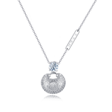 925 Sterling Silver Elegant Moissanite-encrusted Silver Pendant Necklace With Traditional Motif