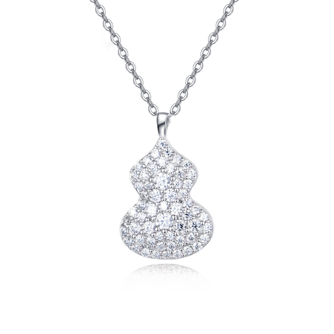 925 Sterling Silver Elegant Gourd-shaped Moissanite Pendant Necklace
