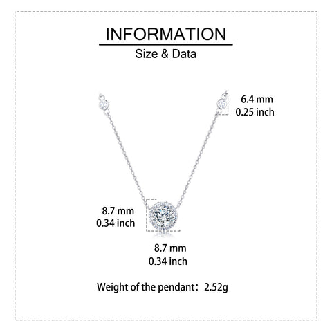 925 Sterling Silver Elegant Solitaire Moissanite Necklace With Halo Accent