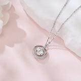 925 Sterling Silver Elegant Moissanite Halo Pendant Necklace: Timeless Luxury In Sleek Design