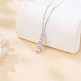 925 Sterling Silver Elegant Four-moissanite Pendant Necklace In Sterling Silver