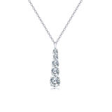 925 Sterling Silver Elegant Four-moissanite Pendant Necklace In Sterling Silver