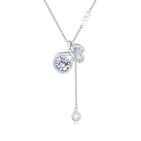 925 Sterling Silver Elegant Moissanite Butterfly Necklace With Sparkling Gemstone Pendant