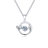 925 Sterling Silver Elegant Dolphin Tail Moissanite Necklace With Silver Chain Pendant