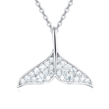 925 Sterling Silver Elegant Whale Tail Moissanite Pendant Necklace: Delicate Maritime Charm