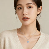 925 Sterling Silver Elegant Sterling Silver Zircon Halo Pendant Necklace For Women