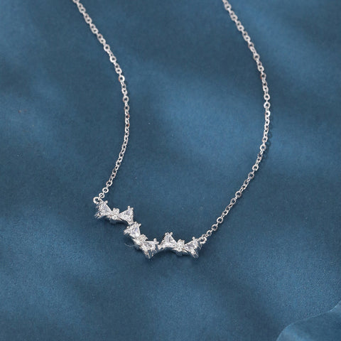 925 Sterling Silver Elegant Silver Zircon Wave Necklace