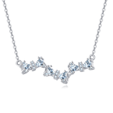 925 Sterling Silver Elegant Silver Zircon Wave Necklace