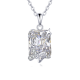 925 Sterling Silver Radiant Cut Zircon Star Accent Necklace In Sterling Silver