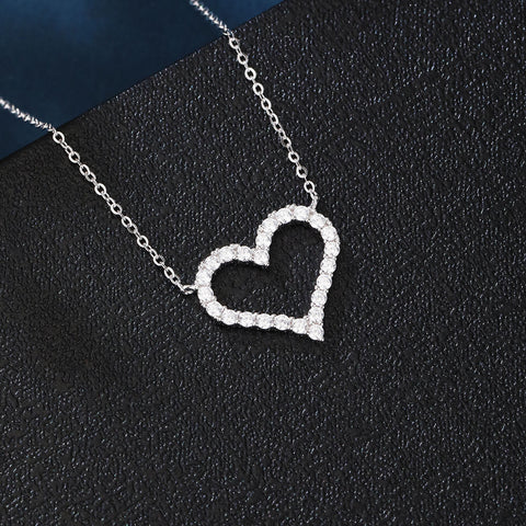 925 Sterling Silver Elegant Zircon Heart Pendant Necklace