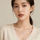 925 Sterling Silver Elegant Zircon Heart Pendant Necklace