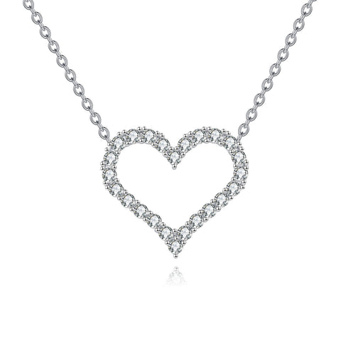 925 Sterling Silver Elegant Zircon Heart Pendant Necklace
