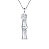 925 Sterling Silver Elegant Silver Bamboo Pendant Necklace