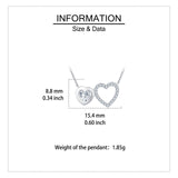 925 Sterling Silver Elegant Double Heart Zircon Necklace In Sterling Silver