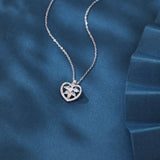 925 Sterling Silver Elegant Silver Heart-shaped Zircon Floral Pendant Necklace