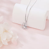 925 Sterling Silver Eternal Love Zircon Heart & Crescent Moon Silver Necklace