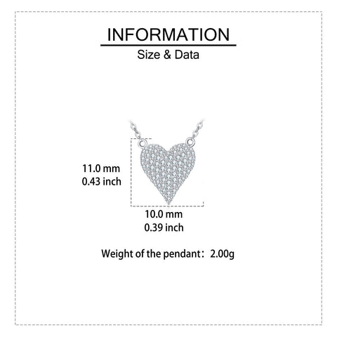 925 Sterling Silver Elegant Zircon Heart Pendant Necklace