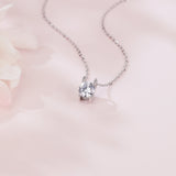 925 Sterling Silver Elegant Solitaire Zircon Pendant Necklace In Plated with White Gold