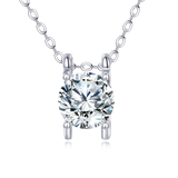 925 Sterling Silver Elegant Solitaire Zircon Pendant Necklace In Plated with White Gold