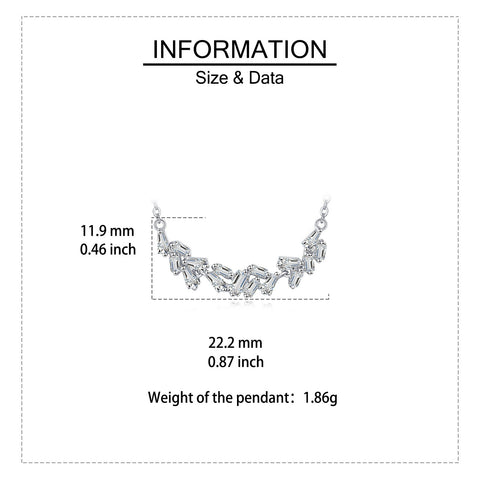 925 Sterling Silver Elegant Zircon Wave Necklace With Cascading Emerald-cut Stones On Delicate Silver Chain