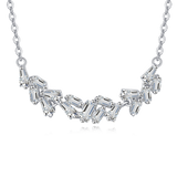 925 Sterling Silver Elegant Zircon Wave Necklace With Cascading Emerald-cut Stones On Delicate Silver Chain