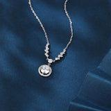925 Sterling Silver Elegant Zircon Halo Necklace: Timeless Luxury With Sparkling Accents
