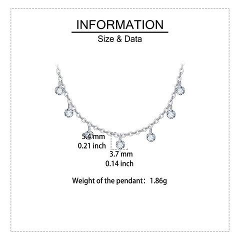 925 Sterling Silver Elegant Asymmetrical Zircon Necklace